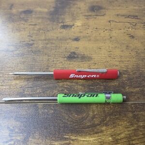 Vintage Snap-on Pocket Screwdriver Lot - Red & Hi-Vis Green with Pocket Clip